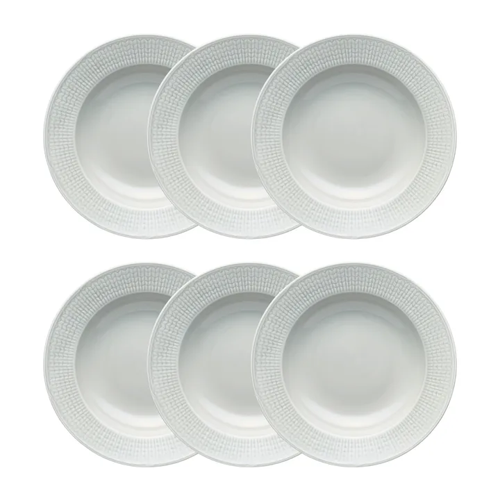 Swedish Grace dyb tallerken 25 cm 6-pak Tåge(grå) - Rörstrand