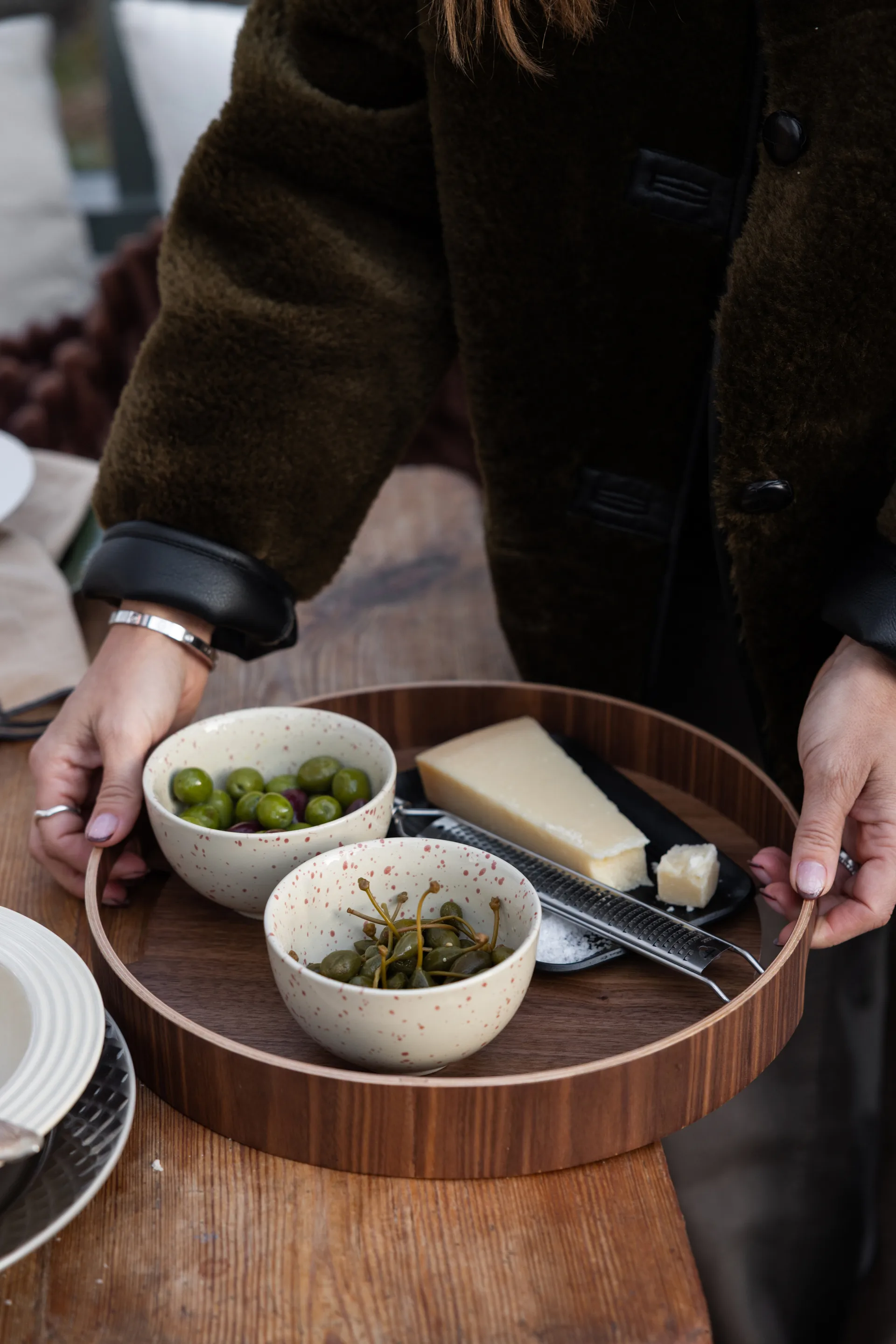 Ditte skål 2-pak, Beige-vinrød Sagaform