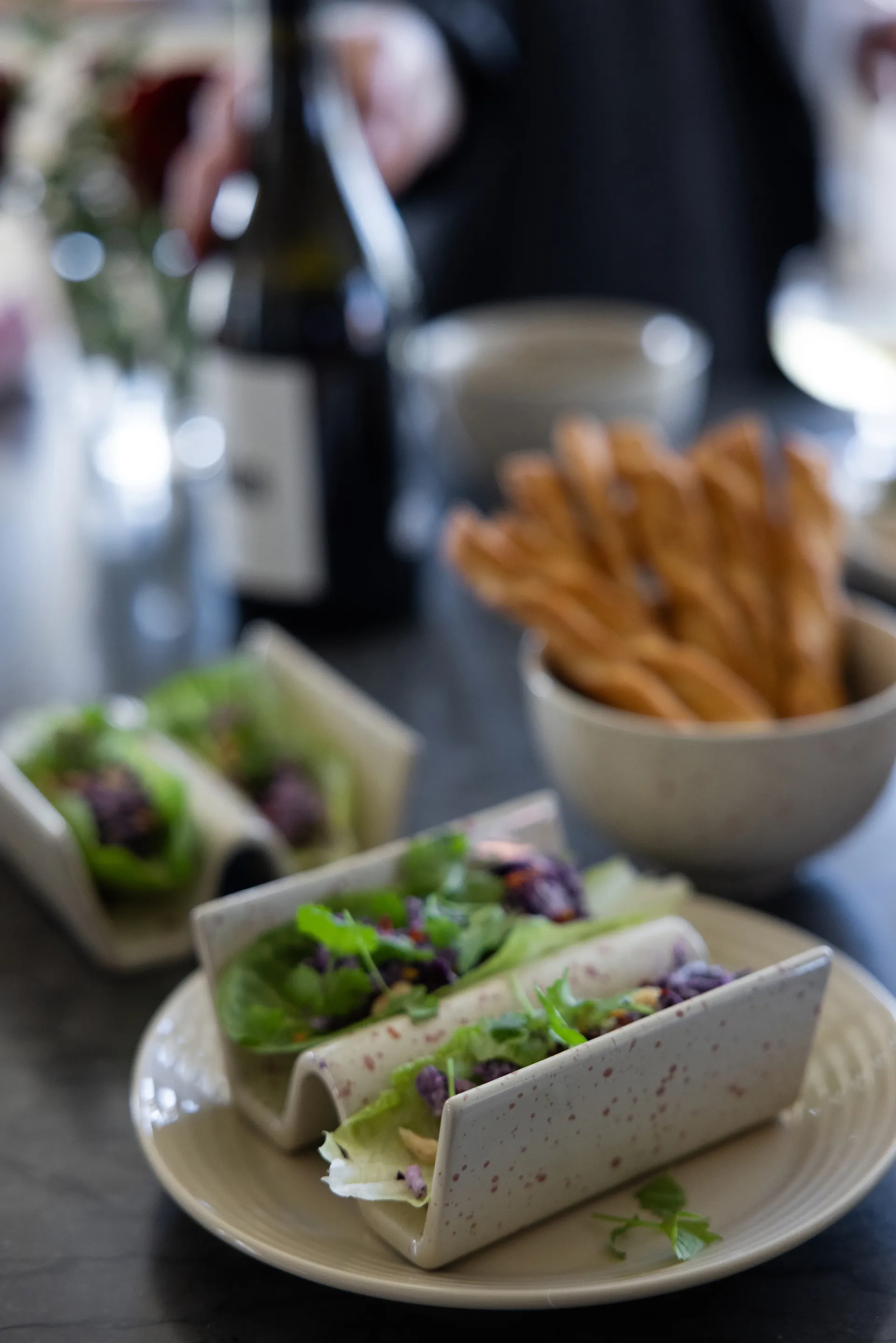 Ditte tacostativ 2-pak, Beige-vinrød Sagaform