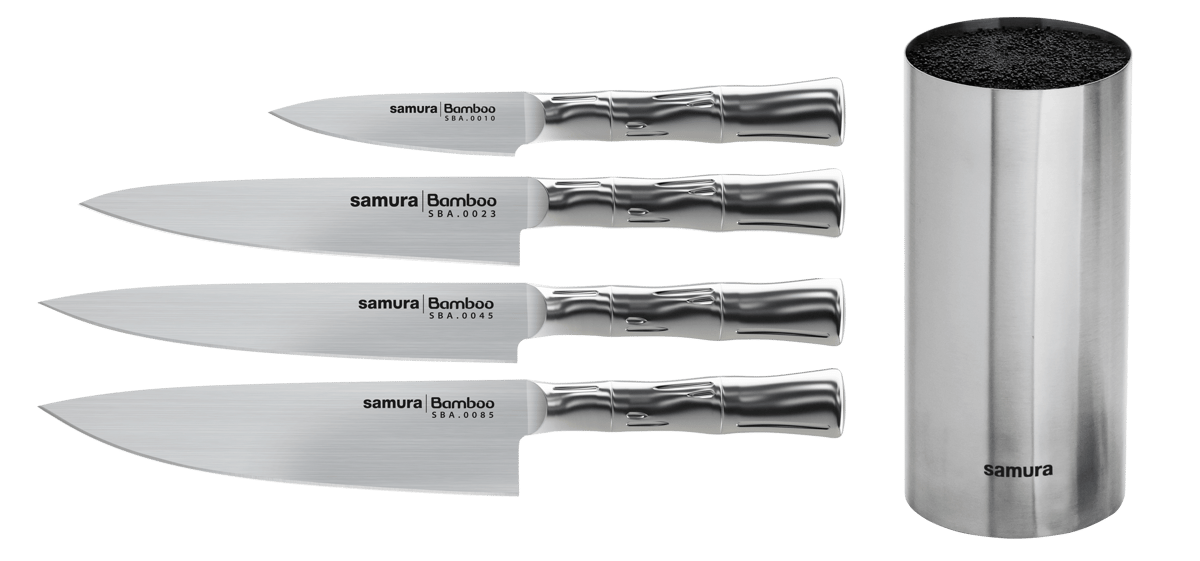 Samura BAMBOO knivsæt 4 knive-1 knivblok Rustfrit stål