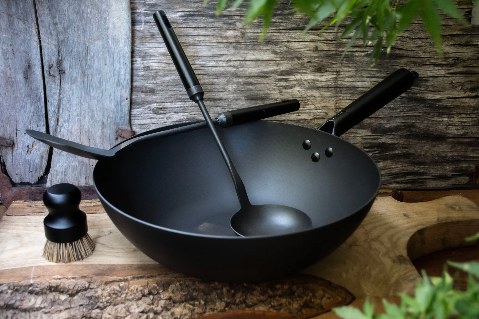 Satake wok sæt kulstål, 4 dele Satake