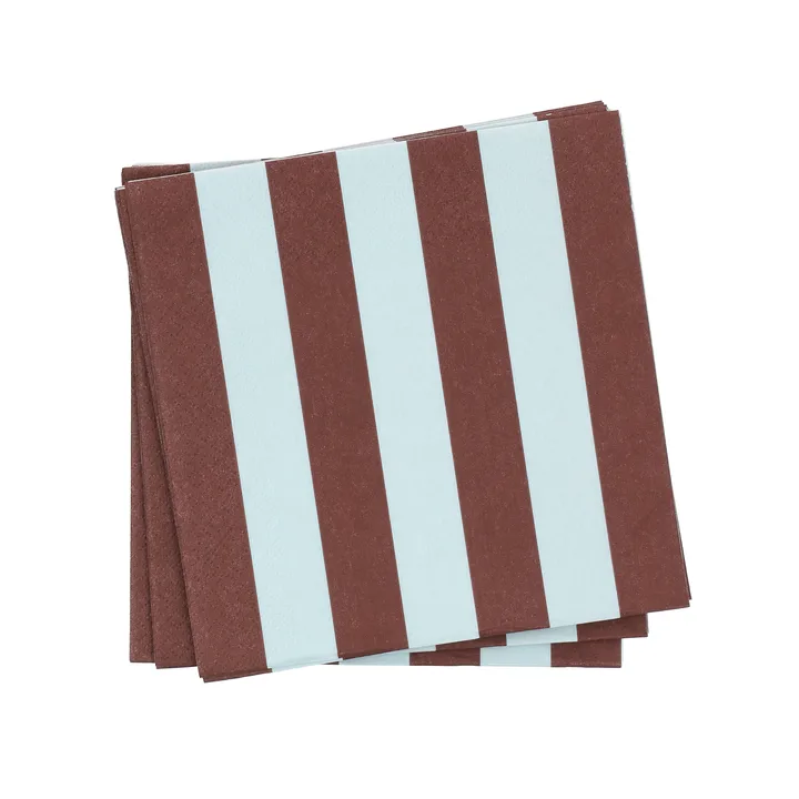 Bold Stripe papirserviet - Vinrød-blå, 20-pak, 33x33 cm - Scandi Essentials