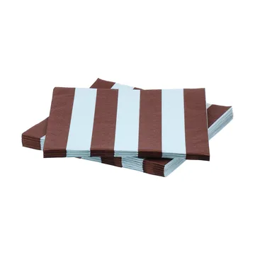 Bold Stripe papirserviet - Vinrød-blå, 20-pak, 33x33 cm - Scandi Essentials