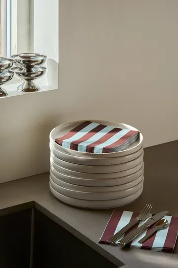 Bold Stripe papirserviet - Vinrød-blå, 20-pak, 33x33 cm - Scandi Essentials