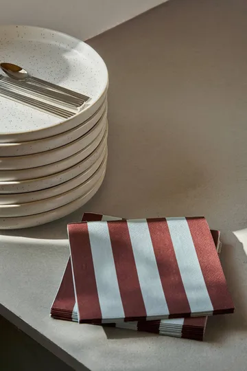 Bold Stripe papirserviet - Vinrød-blå, 20-pak, 33x33 cm - Scandi Essentials