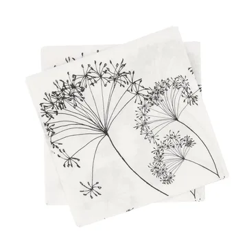 Botanical papirserviet - Hvid-sort, 20-pak, 33x33 cm - Scandi Essentials
