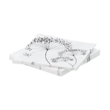 Botanical papirserviet - Hvid-sort, 20-pak, 33x33 cm - Scandi Essentials