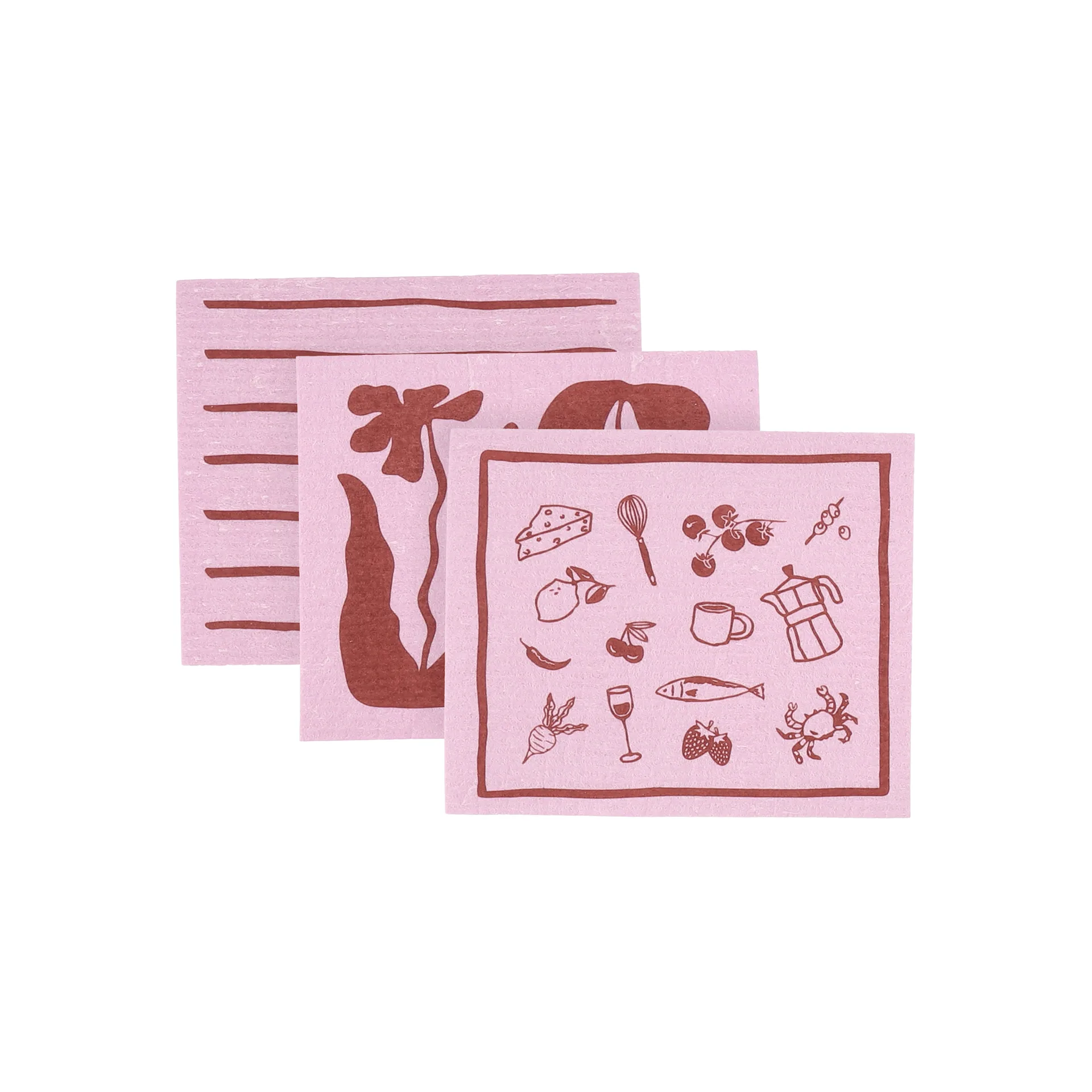 Daily opvaskeklud med mønster, Rosa, 3-pak Scandi Essentials