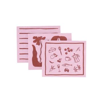 Daily opvaskeklud med mønster - Rosa, 3-pak - Scandi Essentials
