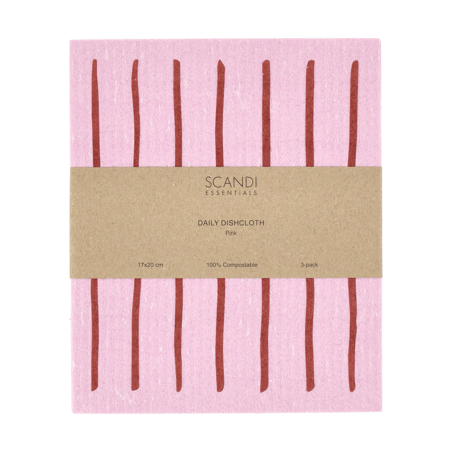 Daily opvaskeklud med mønster, Rosa, 3-pak Scandi Essentials