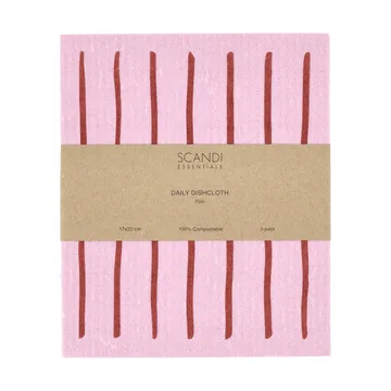 Daily opvaskeklud med mønster - Rosa, 3-pak - Scandi Essentials