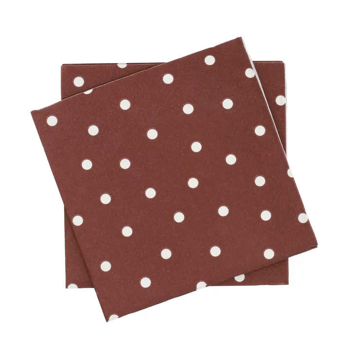 Fine dots papirserviet - Vinrød-hvid, 20-pak, 33x33 cm - Scandi Essentials