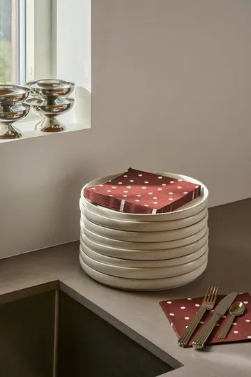 Fine dots papirserviet - Vinrød-hvid, 20-pak, 33x33 cm - Scandi Essentials