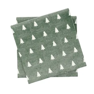 Linen trees serviet 33x33 cm 20-pak - Green-white - Scandi Essentials