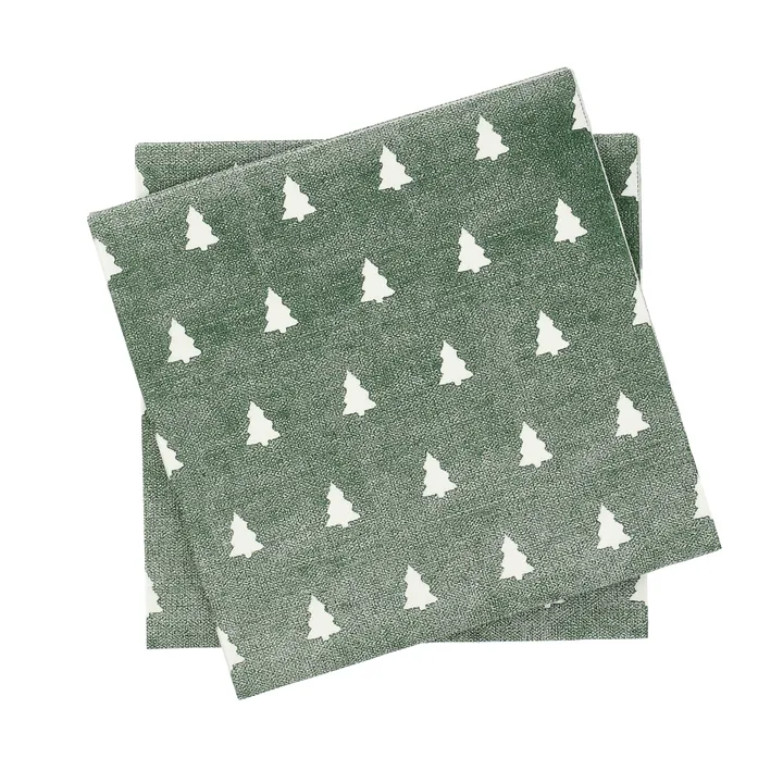 Linen trees serviet 33x33 cm 20-pak - Green-white - Scandi Essentials