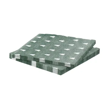Linen trees serviet 33x33 cm 20-pak - Green-white - Scandi Essentials