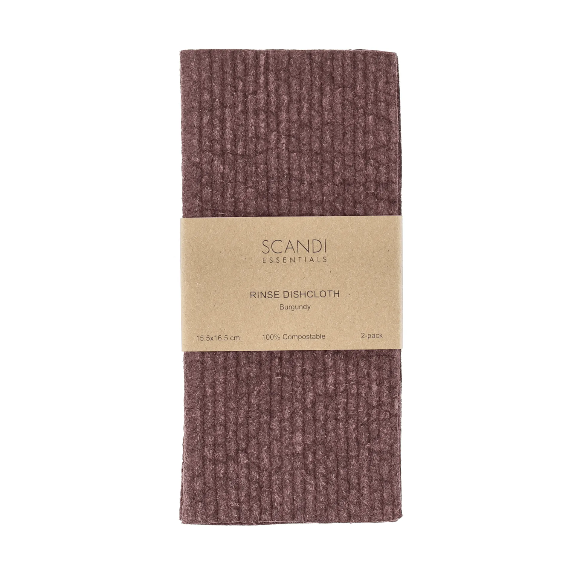 Rinse opvaskeklud, Burgundy, 2-pak Scandi Essentials