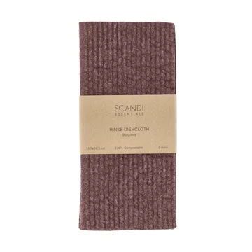 Rinse opvaskeklud - Burgundy, 2-pak - Scandi Essentials