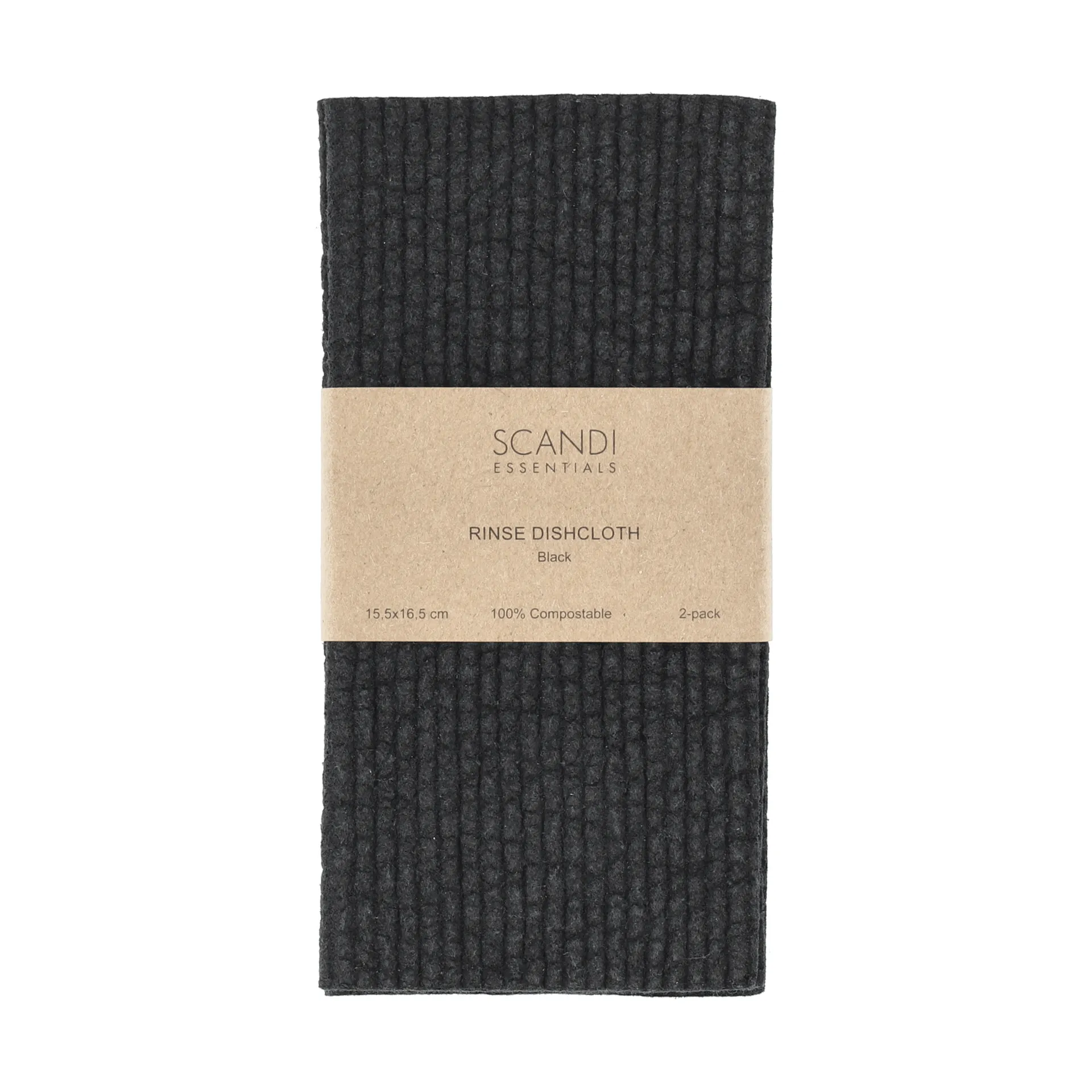 Rinse opvaskeklud, Sort, 2-pak Scandi Essentials