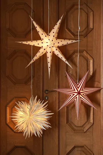 Bare adventsstjerne hvid-rødstribet - 60 cm - Scandi Living