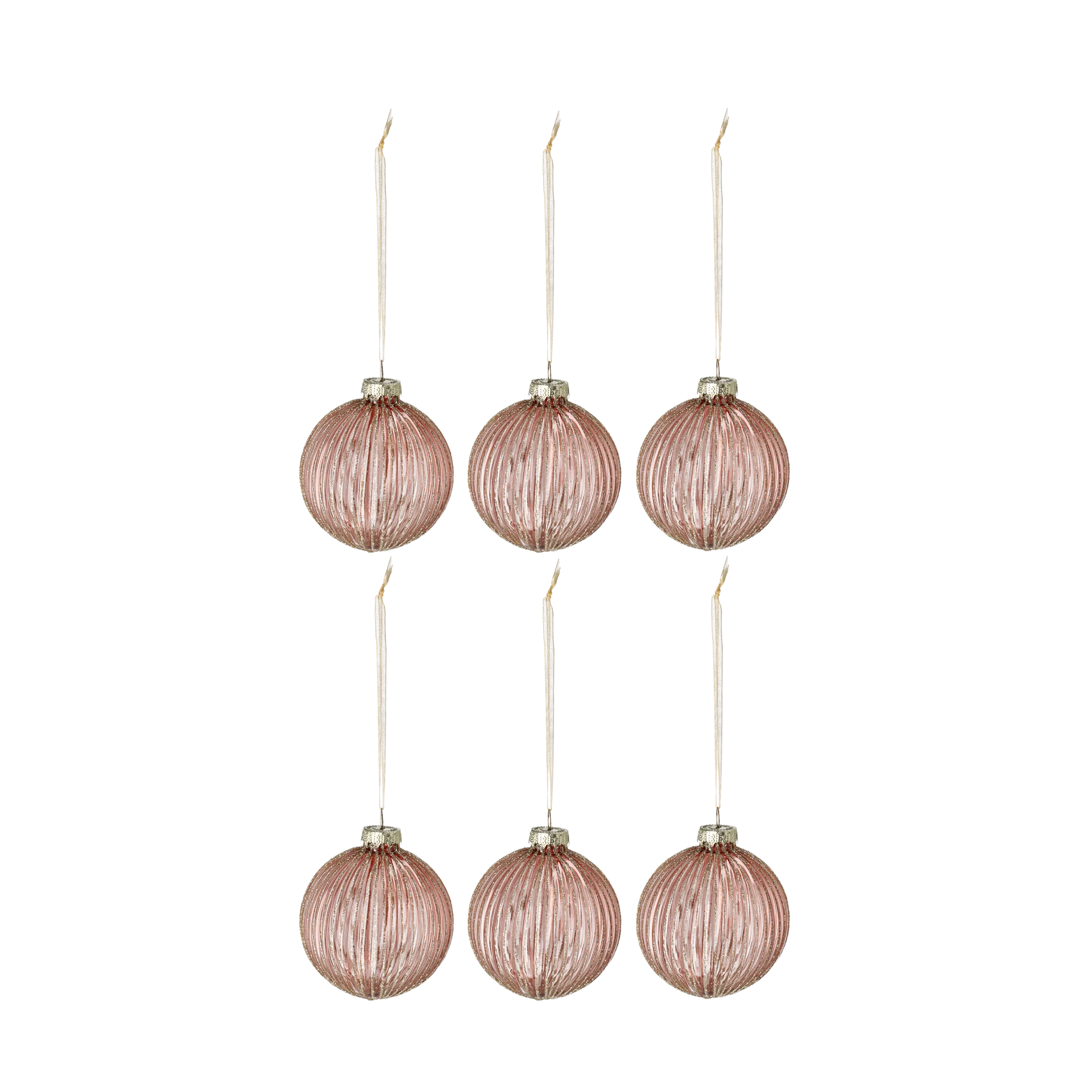 Holiday juletræskugler 6-pak, Rose gold Scandi Living
