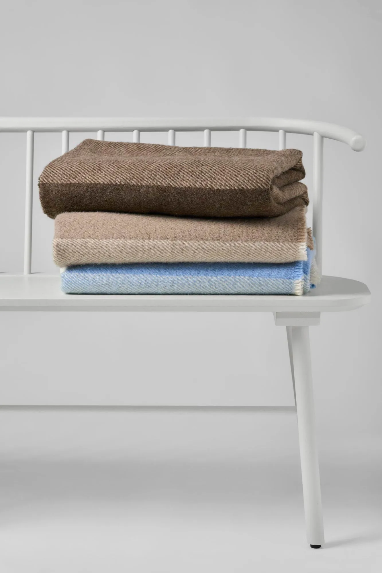 Row stribet uldplaid, Brun, 120x185 cm Scandi Living