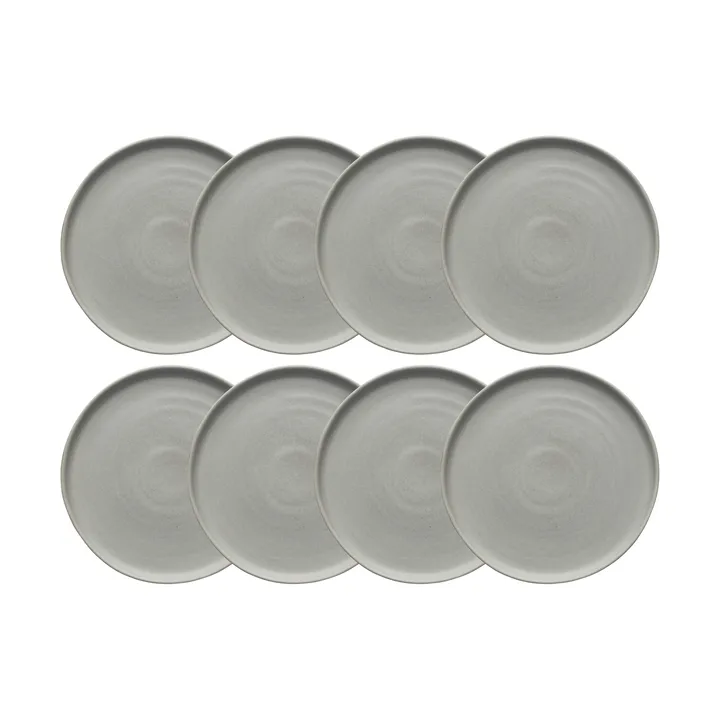 Sandsbro asiet lysegrå, Ø20 cm, 8-pak - Scandi Living