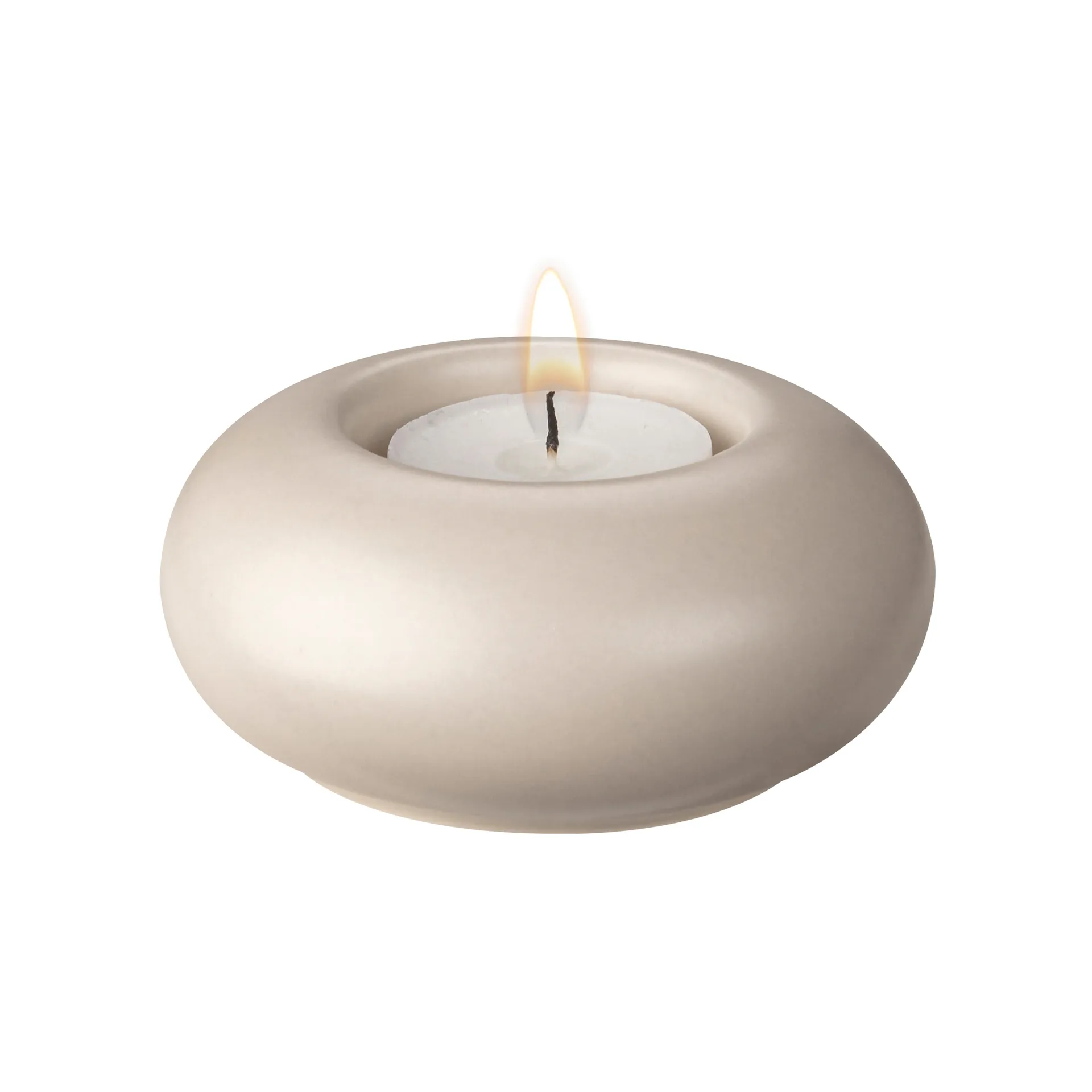 Stone fyrfadsstage Ø9 cm, Beige Scandi Living