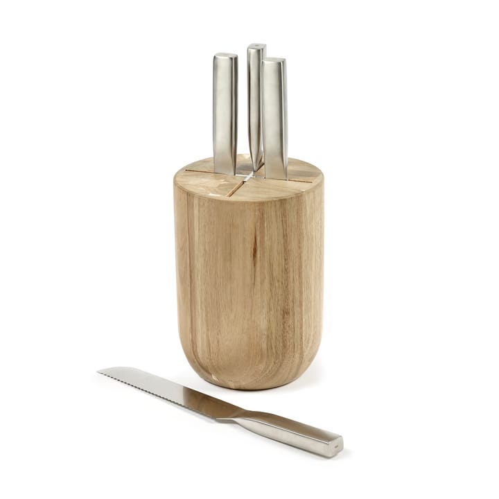 Base knivsæt med knivblok 5 dele, Wood-steel grey Serax