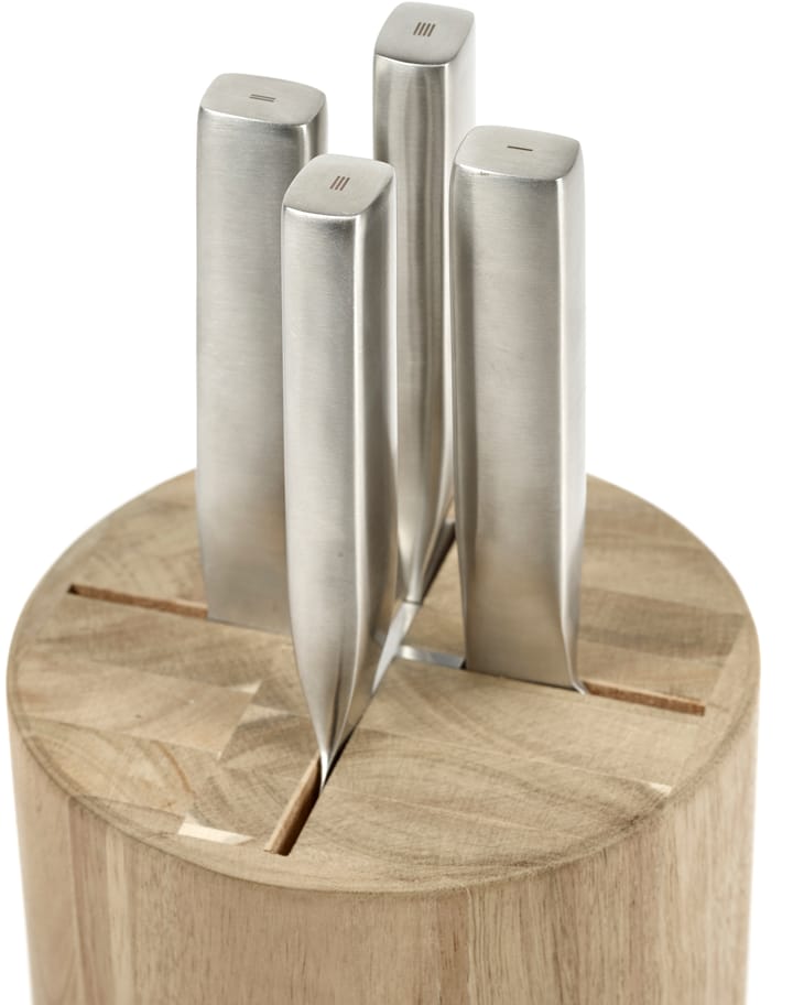 Base knivsæt med knivblok 5 dele, Wood-steel grey Serax