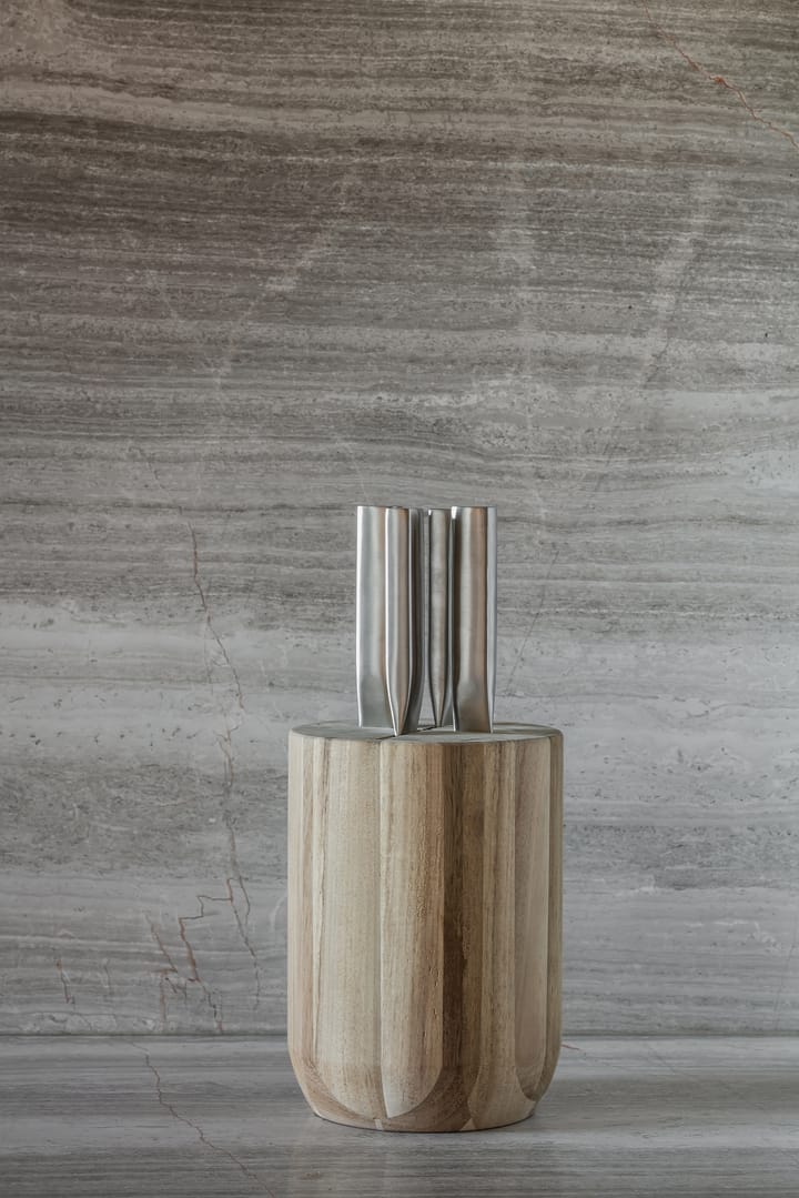 Base knivsæt med knivblok 5 dele, Wood-steel grey Serax