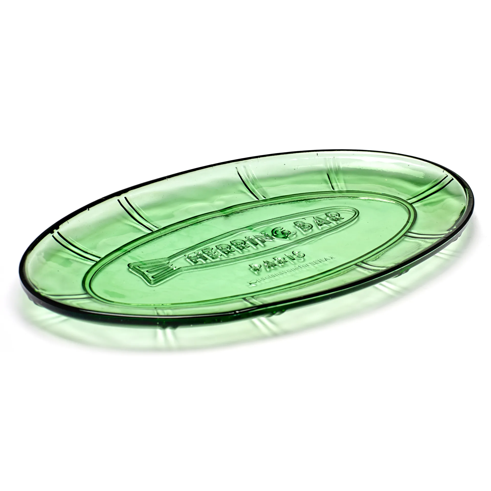 Fish & Fish ovalt fad 17x31 cm, Green Serax