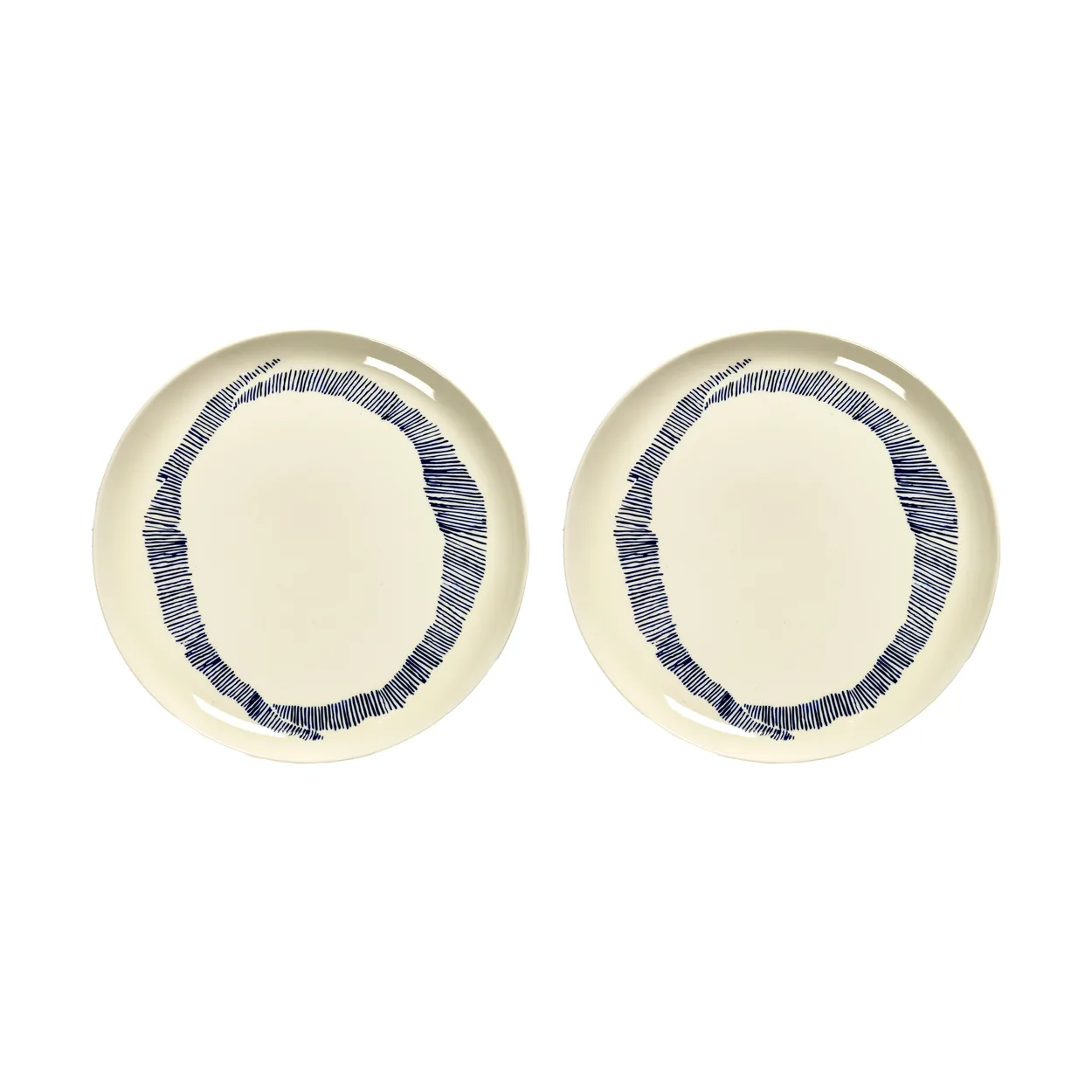 Serax Ottolenghi Feast tallerken L Ø26 cm 2-pak White stripes-blue