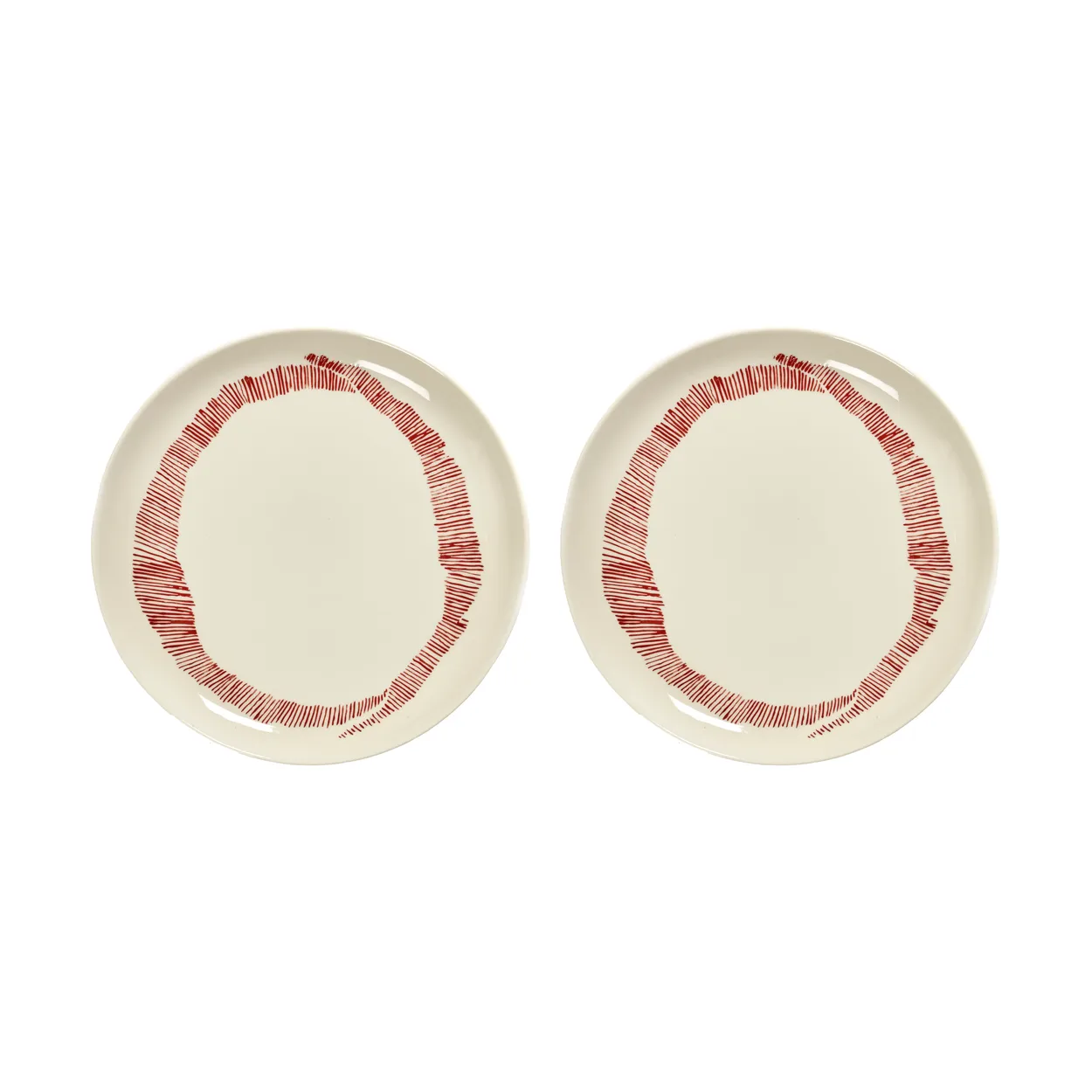Serax Ottolenghi Feast tallerken M Ø22,5 cm 2-pak White stripes-red