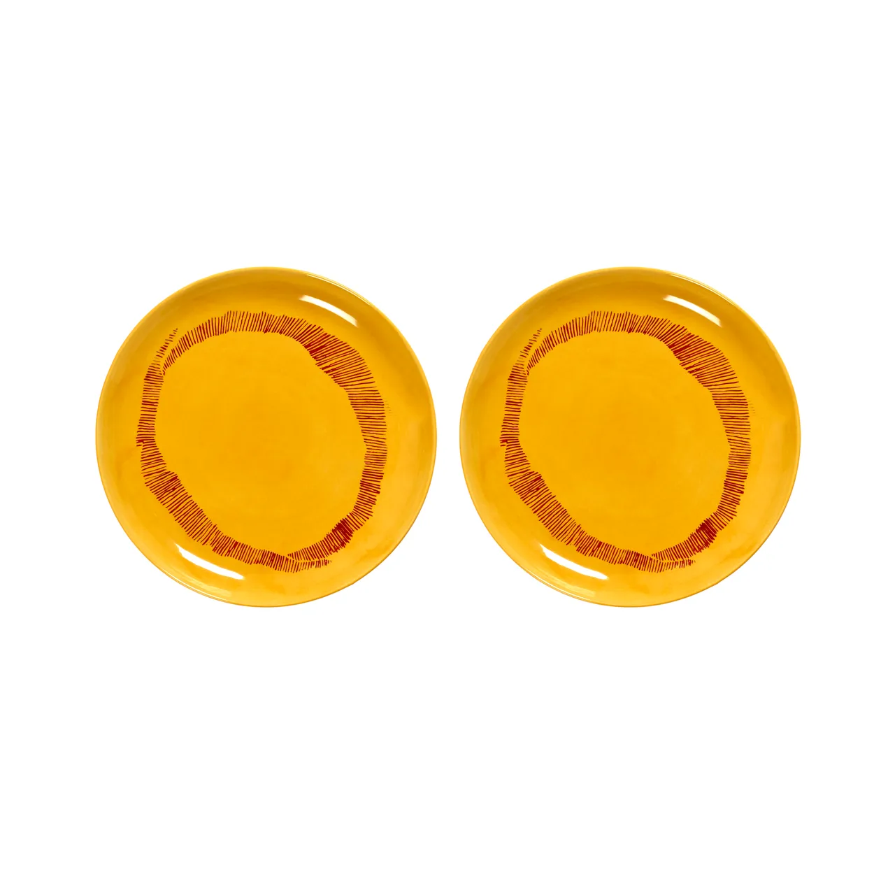 Serax Ottolenghi Feast tallerken S Ø19 cm 2-pak Yellow stripes-red