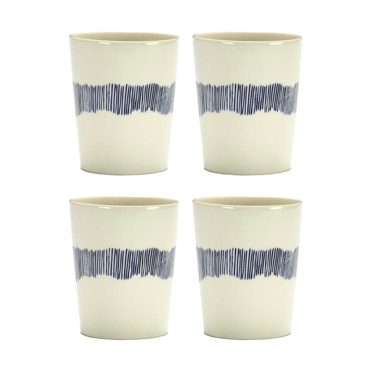 Serax Ottolenghi Feast tekop 33 cl 4-pak White stripes-blue