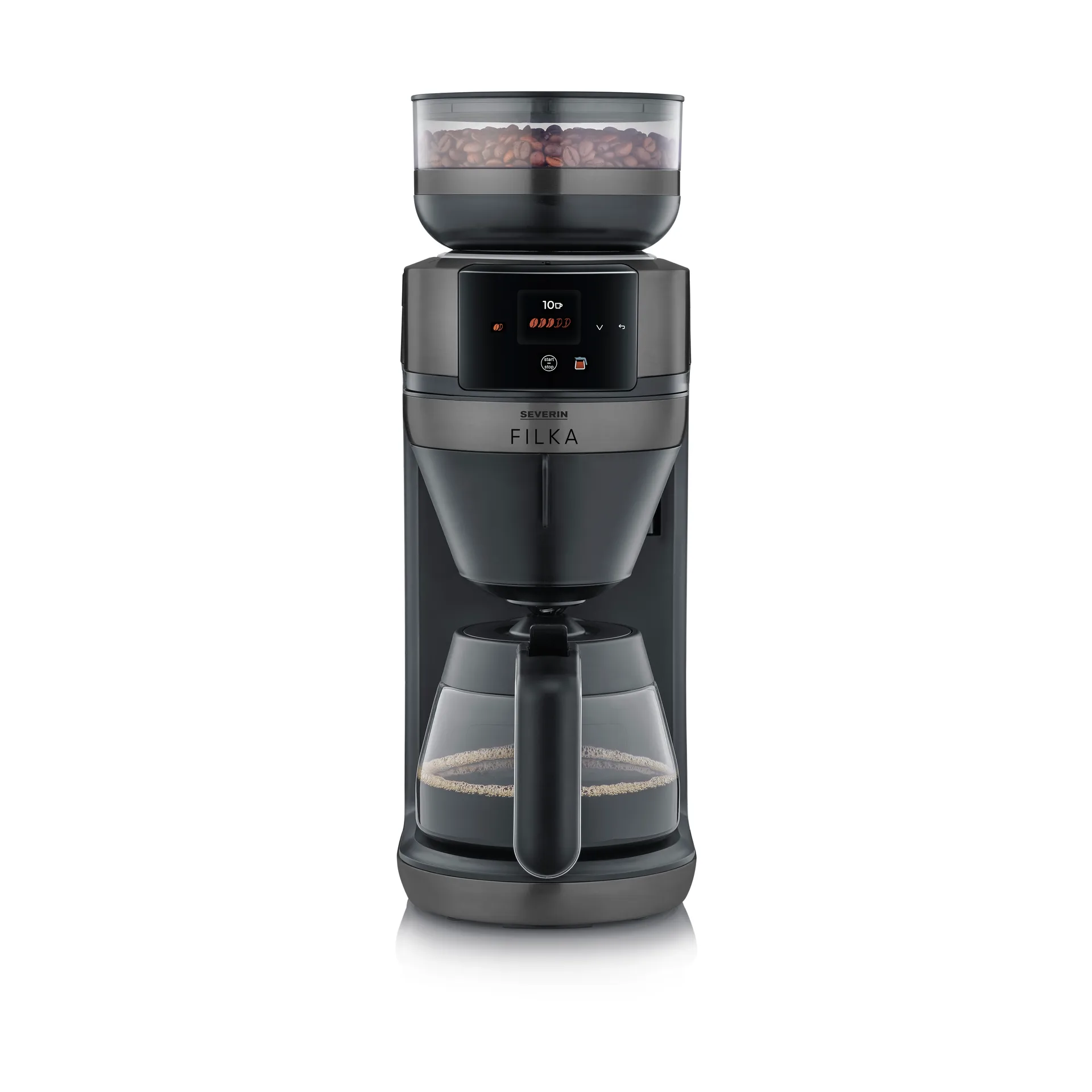 FILKA 2.0 KA 4854 fuldautomatisk kaffemaskine, Dark Inox, glaskande Severin