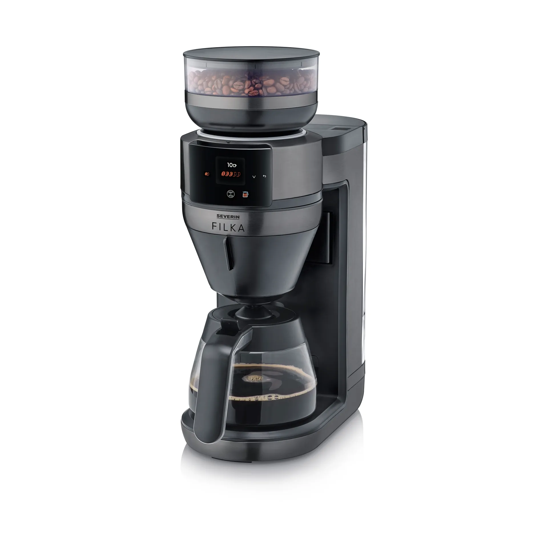 FILKA 2.0 KA 4854 fuldautomatisk kaffemaskine, Dark Inox, glaskande Severin