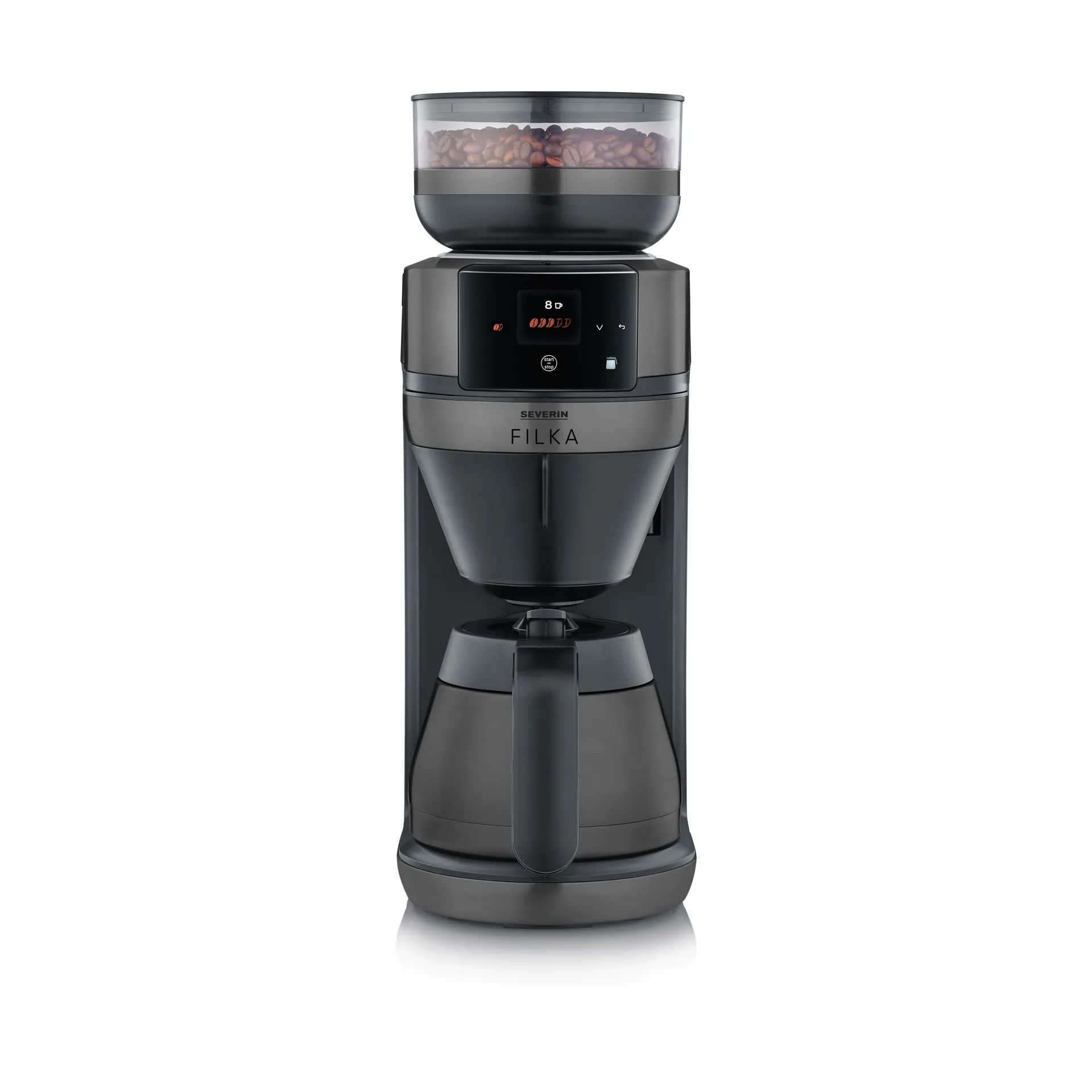 FILKA 2.0 KA 4854 fuldautomatisk kaffemaskine, Dark Inox, termokande Severin