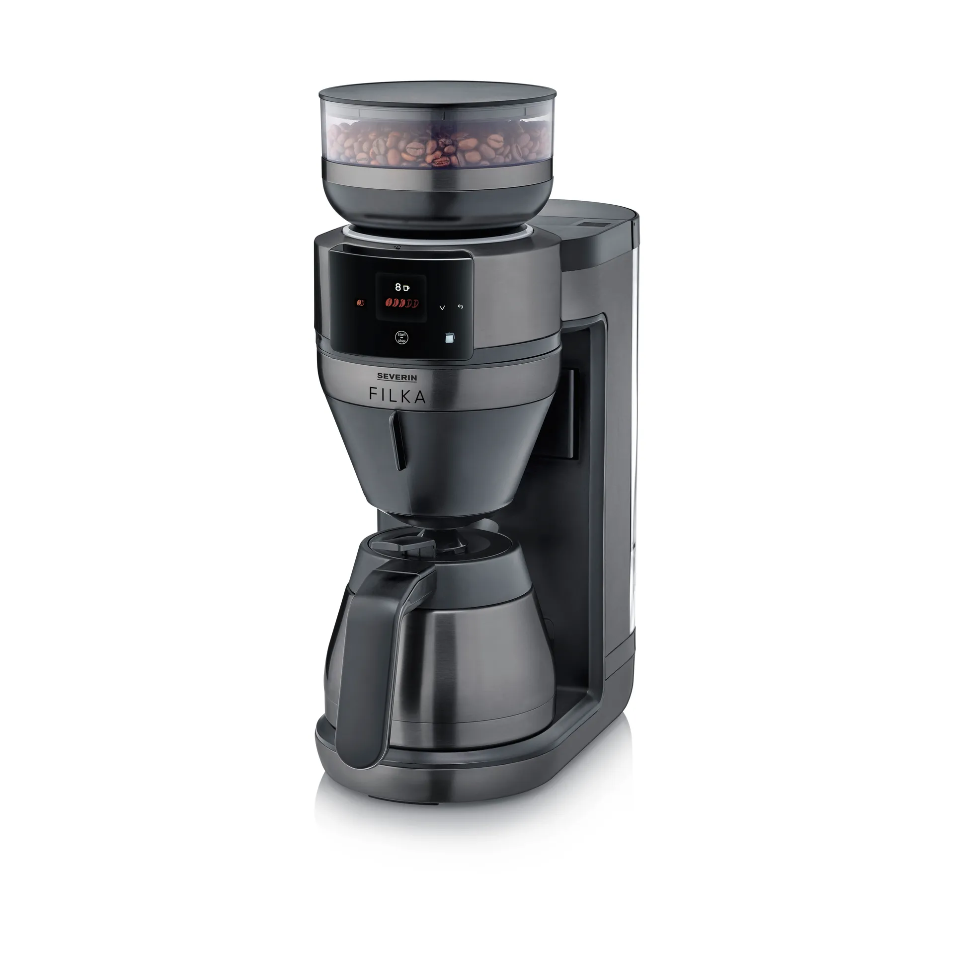 FILKA 2.0 KA 4854 fuldautomatisk kaffemaskine, Dark Inox, termokande Severin