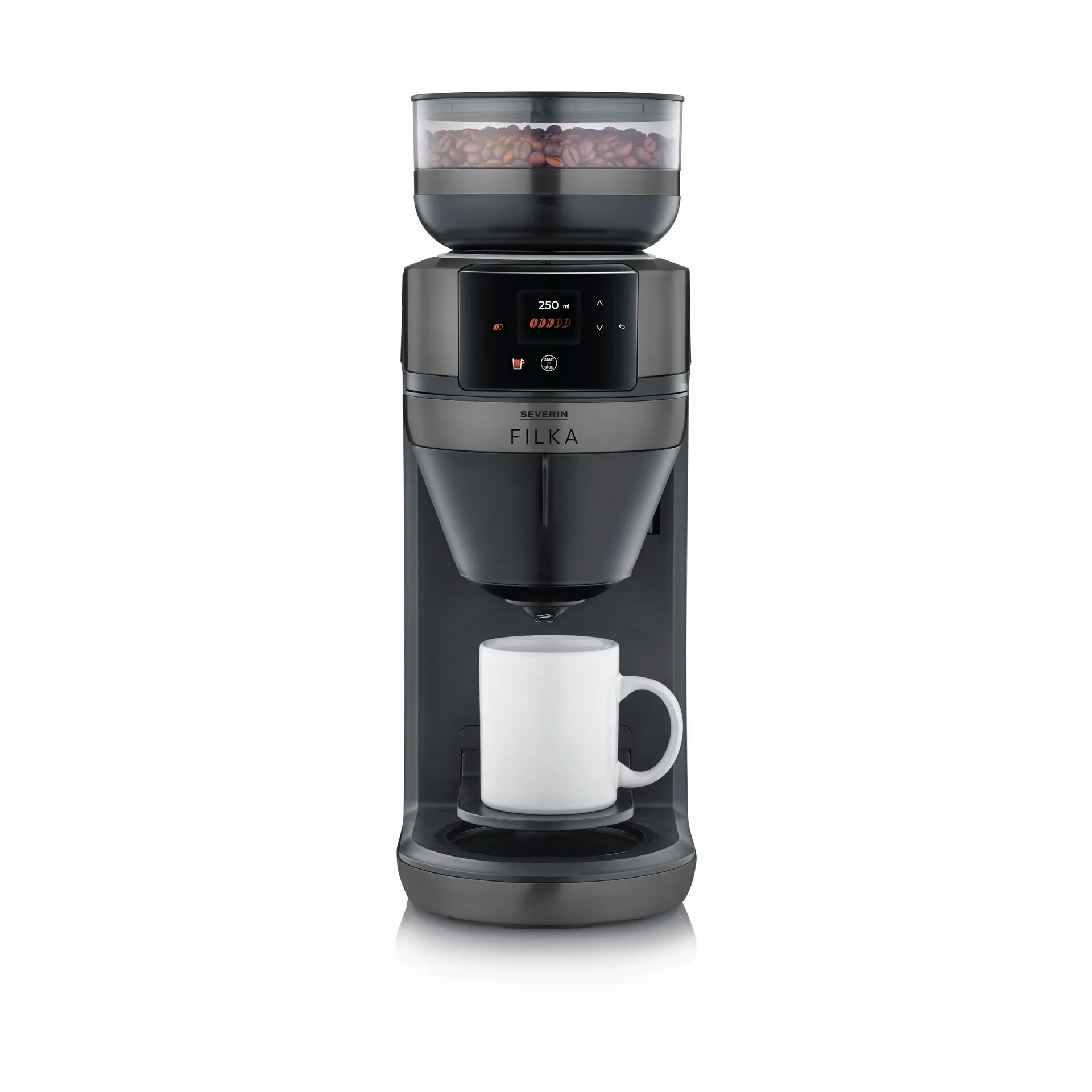 FILKA 2.0 KA 4854 fuldautomatisk kaffemaskine, Dark Inox, termokande Severin