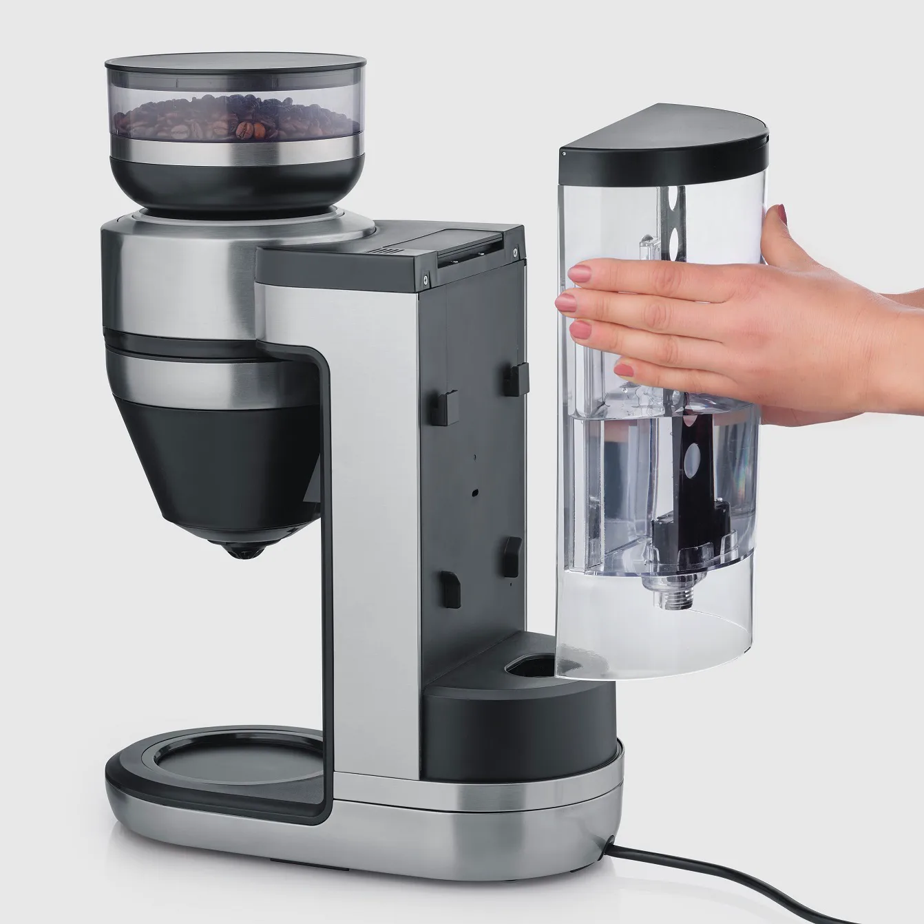 Severin KA 4851 FILKA helautomatisk kaffemaskine, Børstet stål-sort Severin