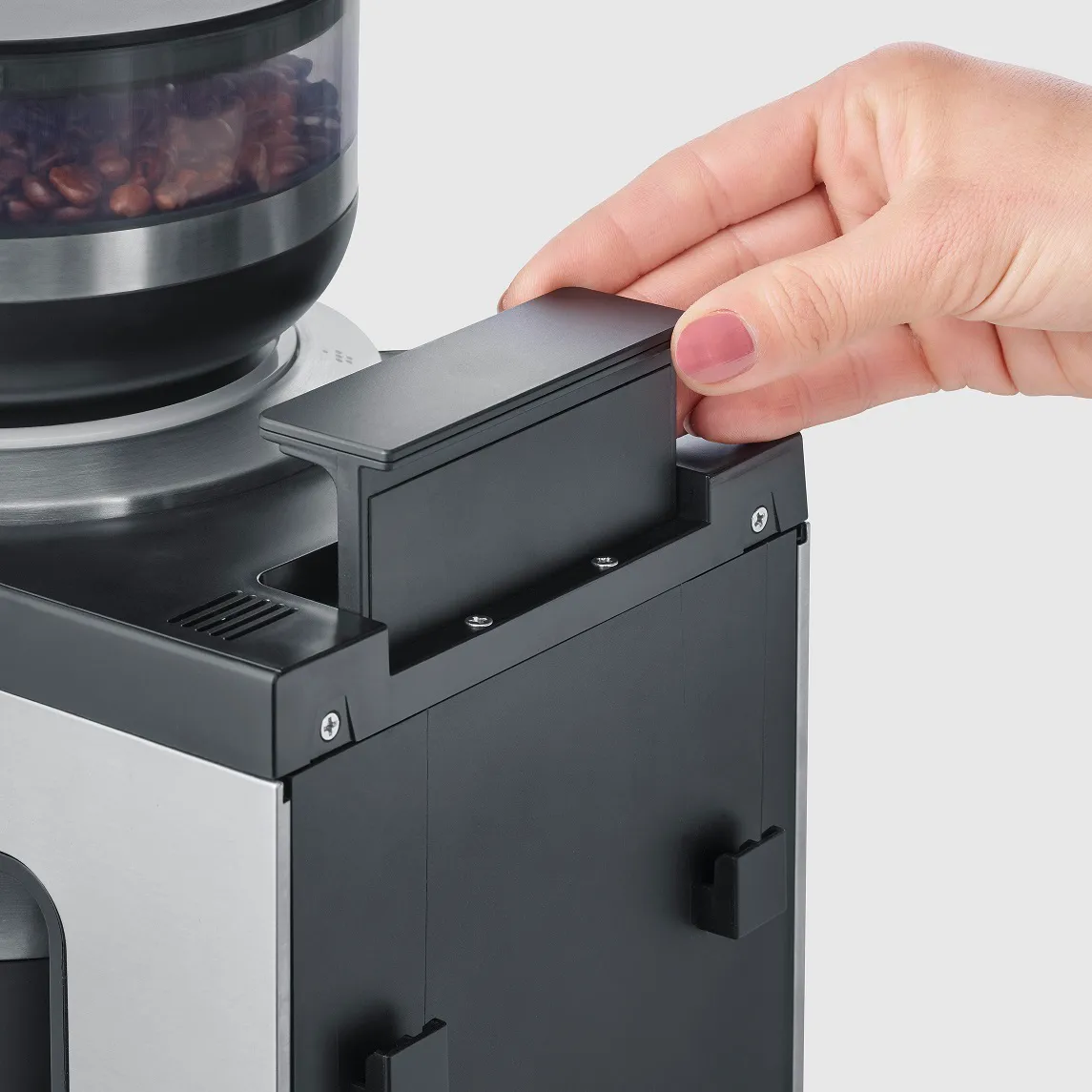 Severin KA 4851 FILKA helautomatisk kaffemaskine, Børstet stål-sort Severin