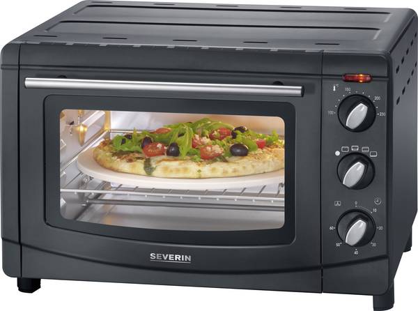 Severin TO 2068 mini-ovn med pizzasten 20 L - Sort - Severin