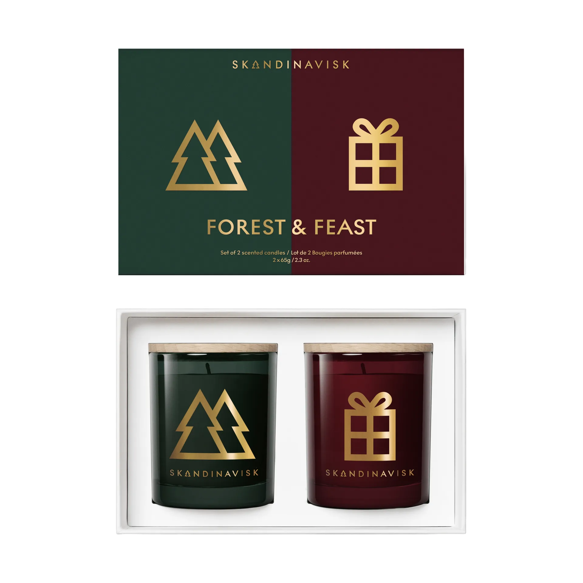 Forest & Feast duftlys gavesæt 2 dele, 65 g Skandinavisk