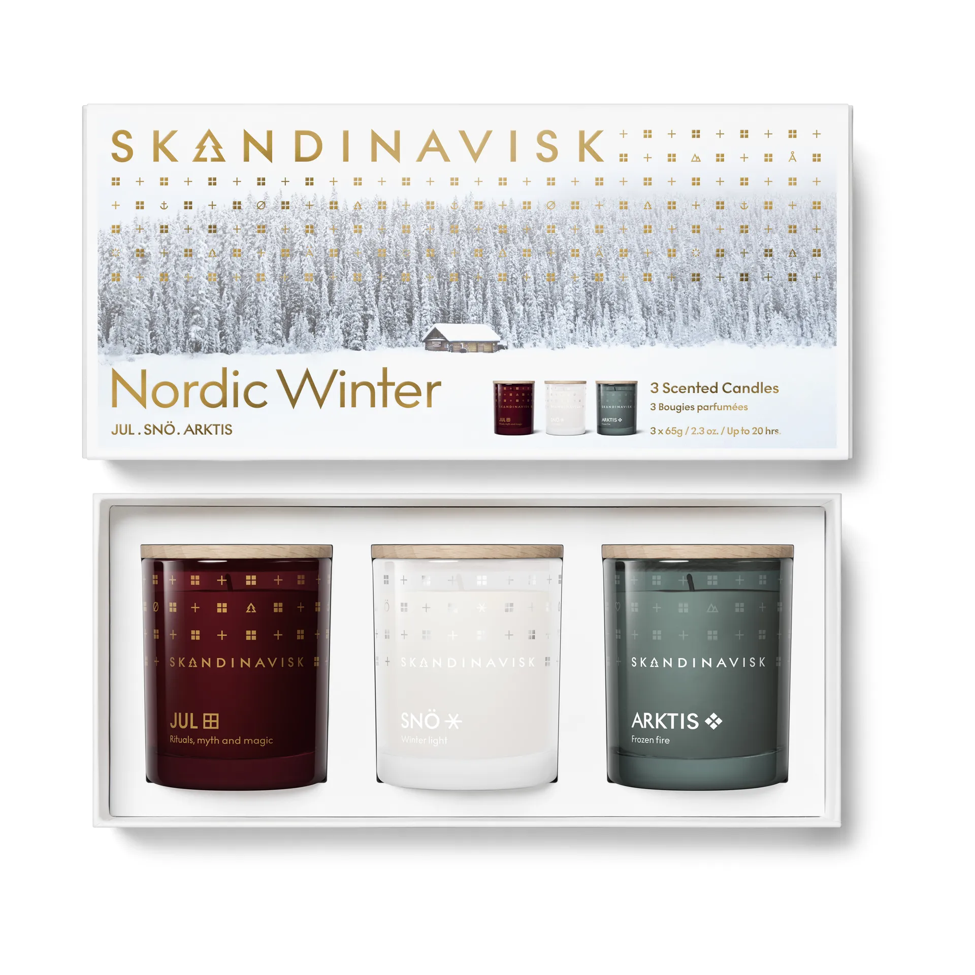 Nordic Winter duftlys gavesæt 3 dele, 65 g Skandinavisk