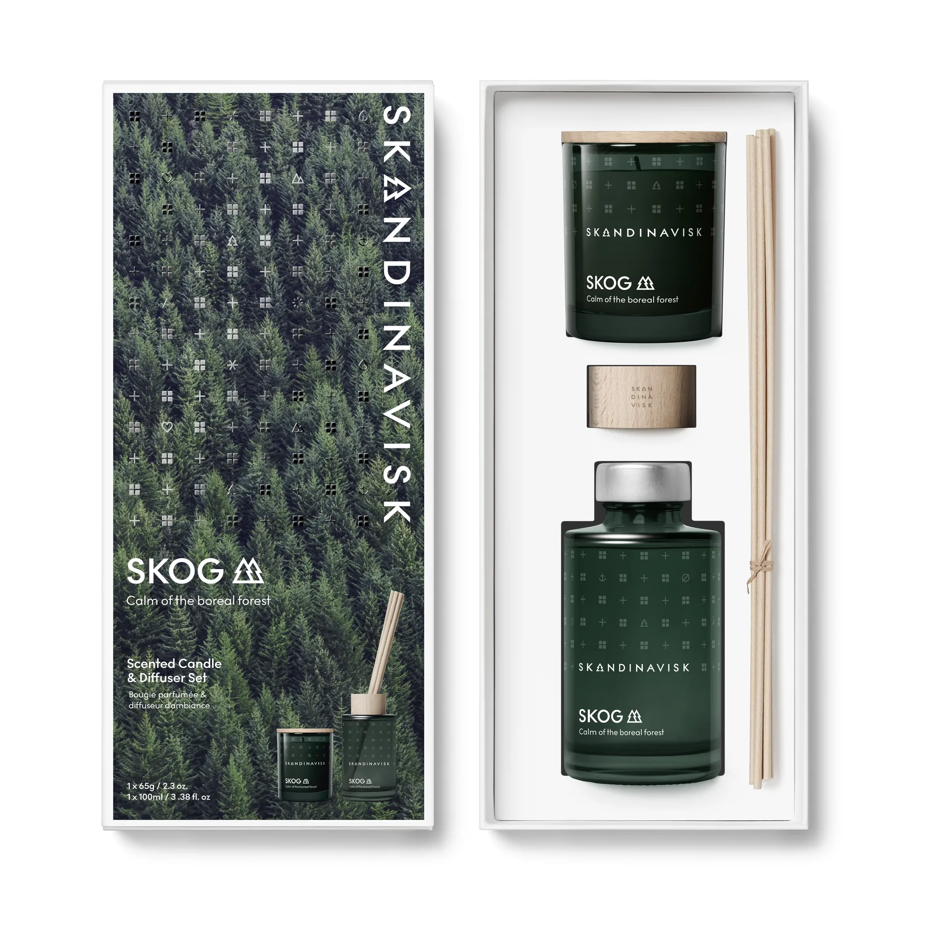 SKOG duftlys & duftpinde, 65 g + 100 ml Skandinavisk