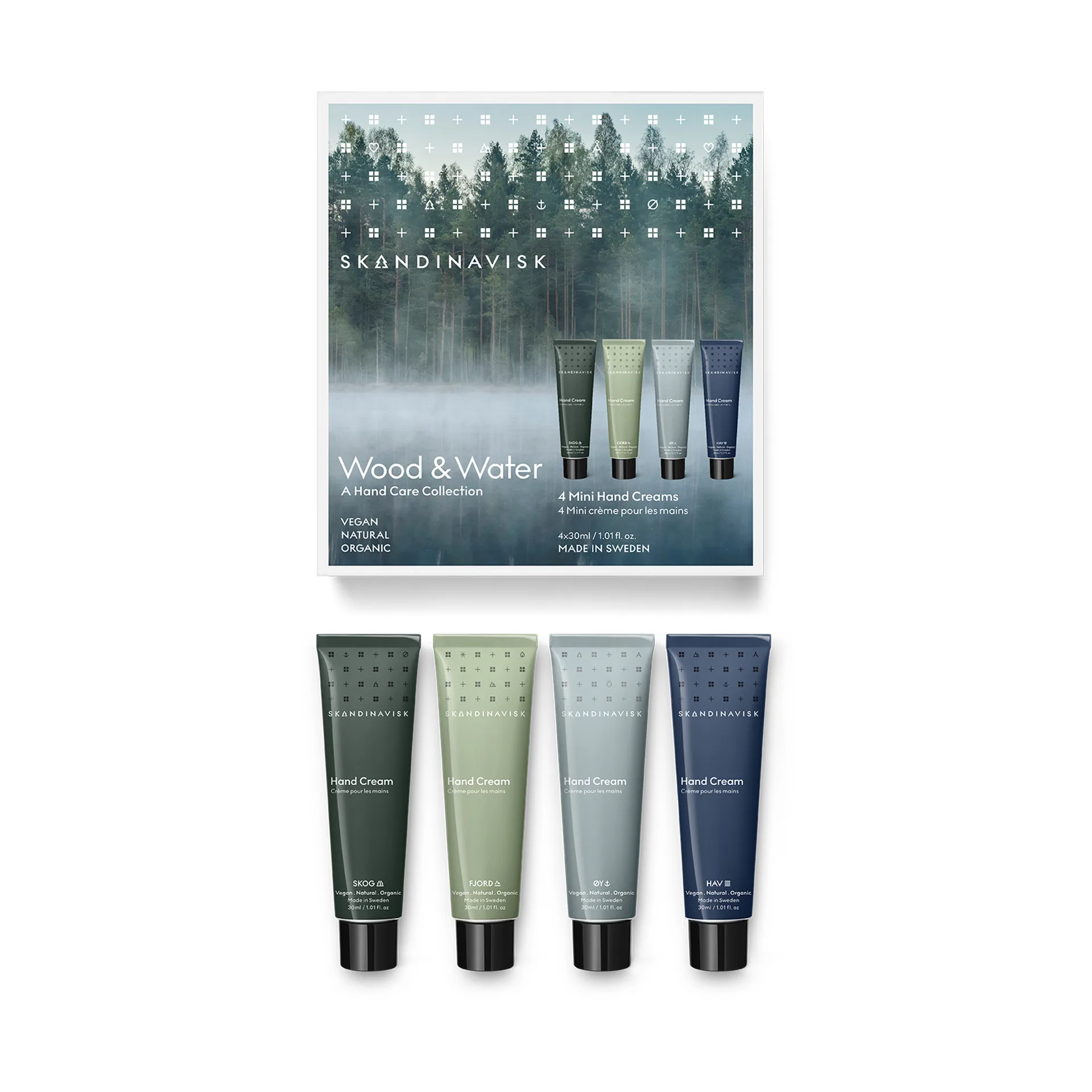 Wood & Water mini håndcreme 4 dele, 30 ml Skandinavisk