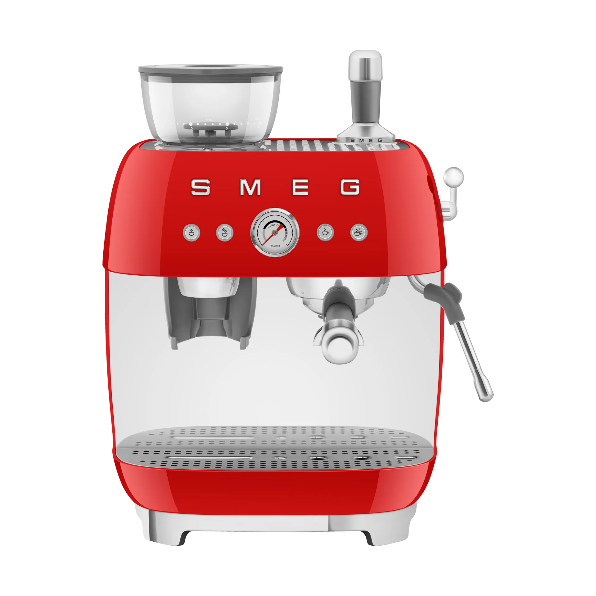 Smeg 50's Style espressomaskine med kaffekværn, Rød Smeg