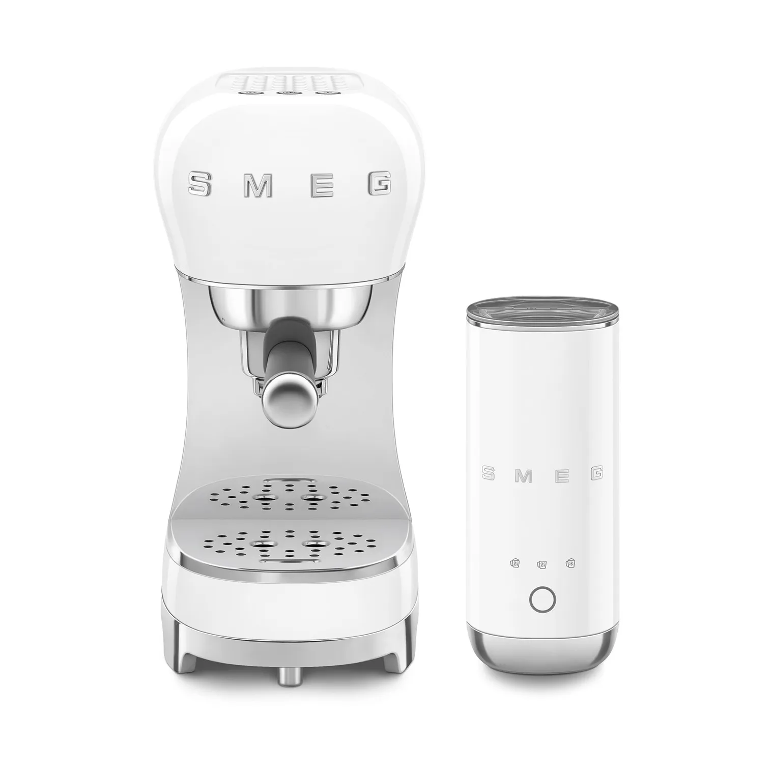 Smeg 50's Style espressomaskine med mælkeskummer, Hvid Smeg
